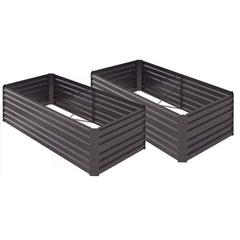 Outsunny Set of 2 Raised Beds for Garden, Galvanised Steel Outdoor Planters with Multi-reinforced Rods for Vegetables, Plants, Flowers and Herbs, 180 x 90 x 59 cm, Dark Grey