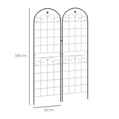 Outsunny Metal Trellis Set of 2, Garden Trellis for Climbing Plants Support Frames, Floral Design