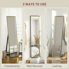 HOMCOM Full Length Mirror, 37 x 157cm Wall Mounted, Leaning, Free Standing Mirror, Framed Full Body Mirror for Living Room, Bedroom, Black