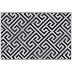 Outsunny 121 x 182 cm(4x6ft) Outdoor Rug Reversible Mat Plastic Straw Rug Portable RV Camping Mat for Garden Deck Picnic Indoor, Black & White