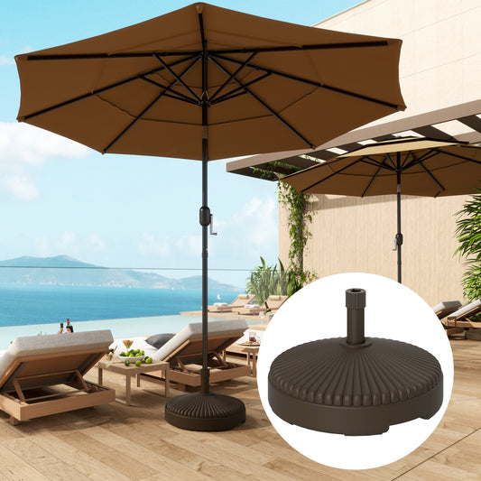 Outsunny Garden Parasol Base Holder, 28kg Sand Filled, 23kg Water Filled, Sun Umbrella Base Outdoor Umbrella Stand Weight, Brown