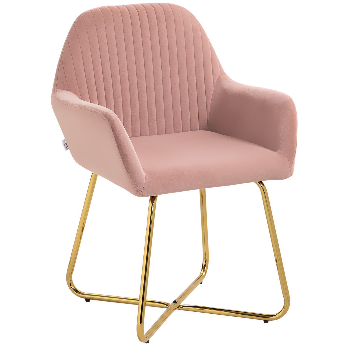 HOMCOM Modern Arm Chair Upholstered Accent Chair with Metal Base for Living Room Pink