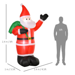 HOMCOM 8ft Christmas Inflatable Santa Holiday Yard Decoration with LED Lights, Indoor Outdoor Lawn Blow Up Decor