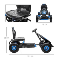 HOMCOM Kids Pedal Go Kart, with Adjustable Seat, Inflatable Tyres - Blue