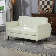 HOMCOM Two-Seater Linen-Look Sofa - Cream