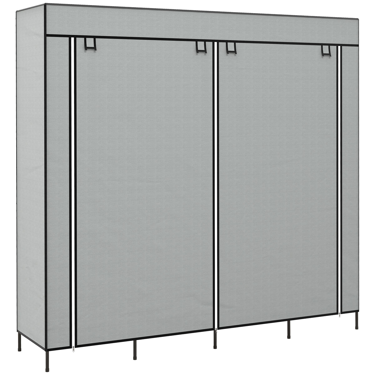 HOMCOM Fabric Wardrobe for Bedroom, Portable Cloth Wardrobe with 10 Compartments, 2 Hanging Rails and 4 Fabric Drawers, 166 x 42.5 x 169.5cm, Dark Grey