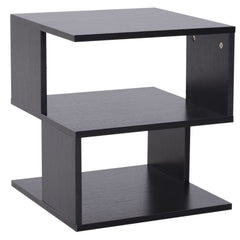 HOMCOM Side Table Square Coffee Table Modern End Table with 2 Tier Storage Shelves for Living Room, Bedroom, Black