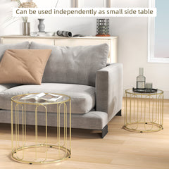 HOMCOM Elliptical Cut-Out Nesting Tables - Gold-Tone