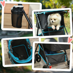 عربة أطفال PawHut Dog Pram Dog Stroller قابلة للطي مع فرامل وحامل أكواب ومقود أمان للكلاب الصغيرة