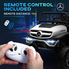 HOMCOM 12V Licensed Mercedes-Benz Unimog, Kids Electric Ride on Car, with Remote Control, Horn, Light, MP3 - White