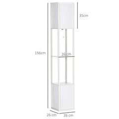 HOMCOM 156cm Floor Lamp Shelving Unit - White