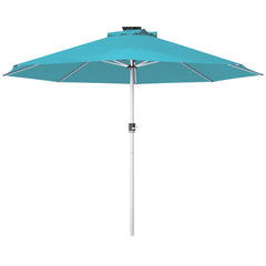 Outsunny 3m Parasol, with Solar-Powered LED Lights - Blue