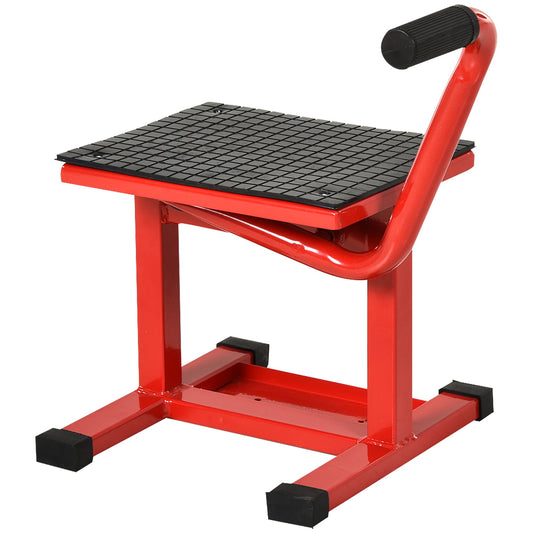 DURHAND 150KG Steel Motorbike Jack Lift Rubber Platform Crank Lift Manual Repair Clean Hoist Table Assist Off-Road Dirt Bike Stand Red 27.5/39.5 Hcm