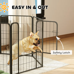 PawHut 8 Panels Heavy Duty Dog Playpen with Door Indoor Outdoor, for Medium Dogs, 80cm High