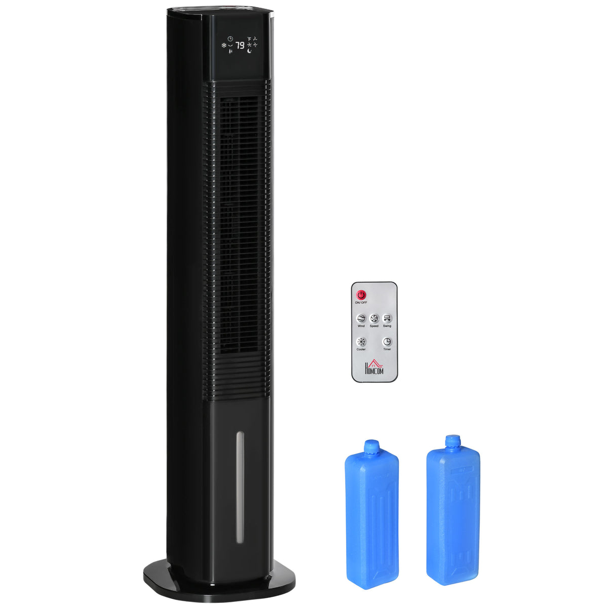 HOMCOM Nine Setting Tower Fan Humidifier, with Ice Boxes - Black