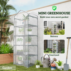 Outsunny 193cm Five Shelf Mini Greenhouse - White