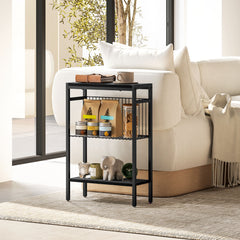 HOMCOM Three Shelf Industrial Side Table, Black