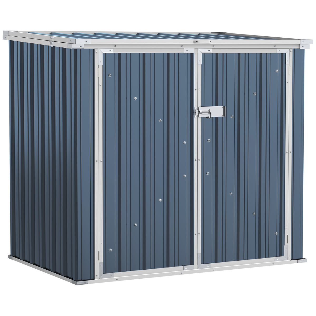 Outsunny 5ft x 3ft Garden 2-Bin Steel Storage Shed, Double Rubbish Storage Shed, Hide Dustbin w/ Locking Doors and Openable Lid