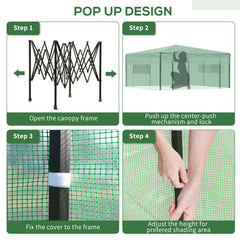 Outsunny Pop-up Small Greenhouse, Outdoor Walk-in Tomato Greenhouse with Carrying Bag, PE Cover, Steel Frame, Green, 2.4L x 1.8W x 2.4H m