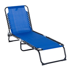 Outsunny Foldable Sun Lounger, Outdoor 4 Level Adjustable Backrest Reclining Chaise Chair, Steel Frame Recliner Chair for Camping, Hiking, Navy Blue