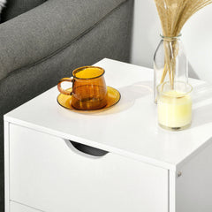 HOMCOM Bedside Table, Bedside Cabinet with 2 Drawers, Side End Table with Pine Wood Legs for Bedroom Living Room, White