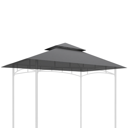 غطاء سقف بديل لشرفة الشواء الخارجية من Outsunny Grill Gazebo بإطار 1.5 × 2.4 متر، حماية UPF50+، طبقة مزدوجة 5 × 8 أقدام، غطاء علوي فقط، رمادي غامق