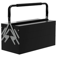 DURHAND 3 Tier Metal Toolbox, 5 Tray Professional Portable Tool Box with Carry Handle for Workshop, 45cmx20cmx34.5cm, Black