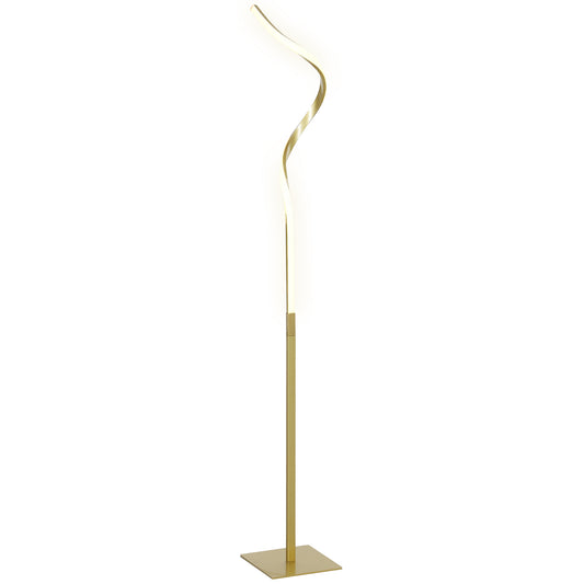 HOMCOM LED Floor Lamp with 3 Adjustable Brightness, Modern Dimmable Standing Lamp with Foot Switch for Bedroom, Living Room, Gold Tone