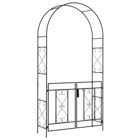 Outsunny Decorative Garden Arch, with Gate - Black