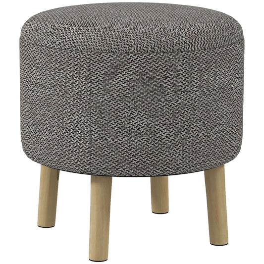 HOMCOM Round Linen-Look Storage Ottoman - Light Grey