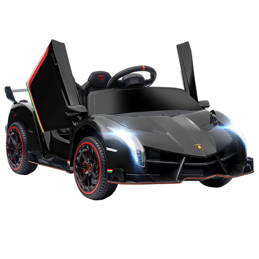 HOMCOM Lamborghini Veneno Licensed Electric Ride-On Car, with Remote, Music, Horn - Black