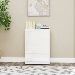 HOMCOM Chest of Four High Gloss Front Drawers - White