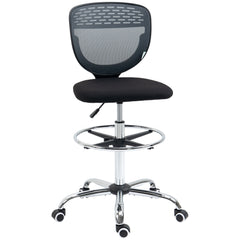 Vinsetto Drafting Chair, Swivel Office Draughtsman Chair, Mesh Standing Desk Chair with Adjustable Foot Ring, Armless, Grey