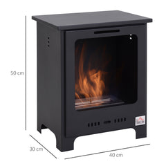 HOMCOM Freestanding Ethanol Fireplace, Bioethanol Fire with 0.9L Tank, 3 Hours Burning Time for Indoor, Black