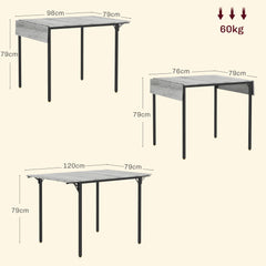 HOMCOM Four-Person Drop Leaf Dining Table - Grey