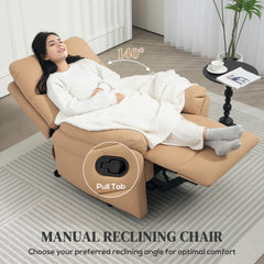 HOMCOM 140√Ç¬∞ Manual Reclining Armchair, with Footrest - Light Brown