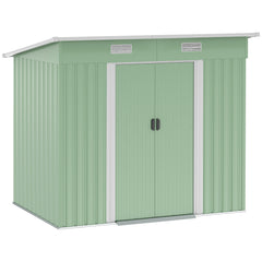 Outsunny 7 x 4ft Outdoor Garden Metal Storage Shed, Tool Storage Box for Backyard, Patio and Lawn, Light Green