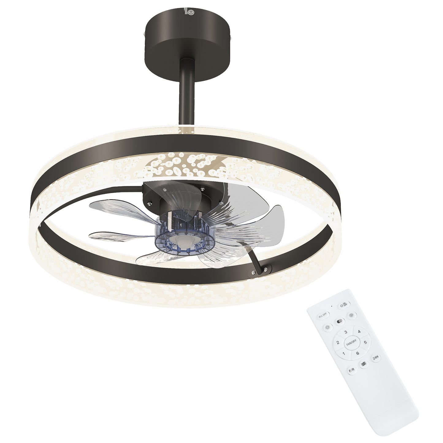 HOMCOM Ceiling Fan with LED Light and Remote - Black