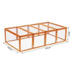 Pawhut Guinea Pigs Hutches W/ Mesh Wire, 181Lx100Wx 48H cm-Wood