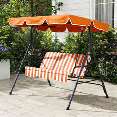 Outsunny Three-Seater Garden Swing Chair, with Adjustable Canopy - Orange Stripe