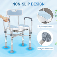 HOMCOM Aluminium Shower Chair, with Padded Seat - Light Blue