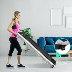 1-12Kph Folding Electric Treadmill with Bluetooth Capability-Silver