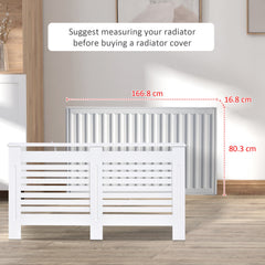 HOMCOM Radiator Cover, Modern MDF White Painted Cabinet with Horizontal Slats for Living Room, Bedroom, 172L x 19W x 81H cm