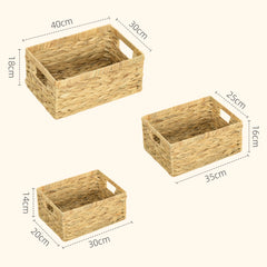 HOMCOM Set of Three Water Hyacinth Storage Baskets