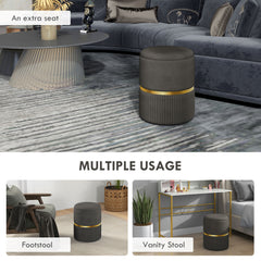 HOMCOM Velvet-Feel Storage Ottoman - Grey