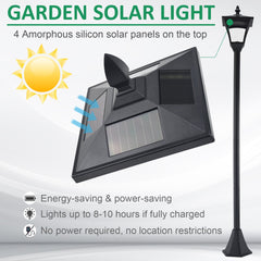 Outsunny Outdoor Garden Solar Post Lamp Sensor Dimmable LED Lantern Bollard Pathway 1.6M Tall √¢‚Ç¨‚Äú Black