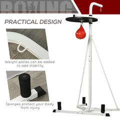 HOMCOM 2 in 1 170-190cm Freestanding Boxing Punch Bag Hanger & Speed Ball Station Platform Hanging Frame Home Gym, White