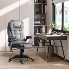 Vinsetto Massage Recliner Chair Heated Office Chair with Six Massage Points Velvet-Feel Fabric 360√Ç¬∞ Swivel Wheels Grey