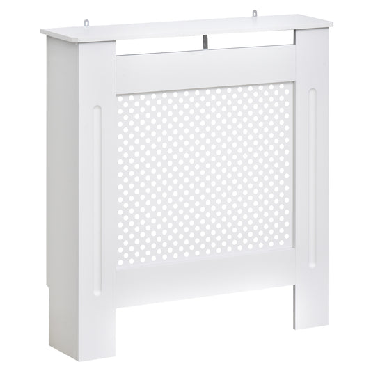 HOMCOM Wooden Radiator Cover Heating Cabinet Modern Home Furniture Grill Style White Painted (Small)