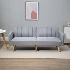 HOMCOM Three-Seater Sofa Bed, with Split Back - Light Grey